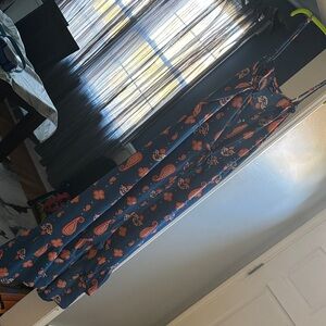 City Chic Navy Dress with Rust Paisley Print